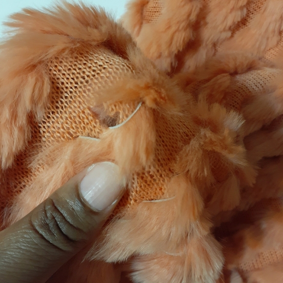 Black Rivet Orange Rabbit Fur Shawl - Picture 6 of 8